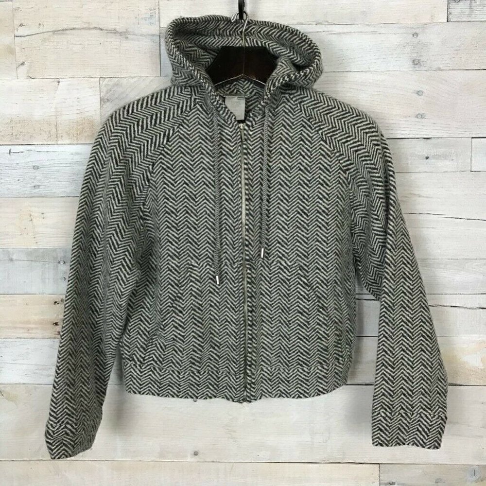 Mondi Alpaca Wool Crop Zigzag Hooded Jacket Mondi